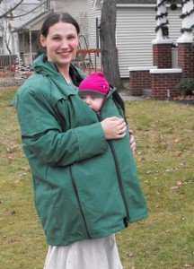 Wearing Honor Kristen with Honor in the babywearing coat