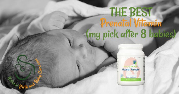 Healthy newborn Phoenix resting on blanket with Optimal Prenatal powder in foreground