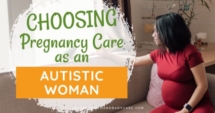 Autistic woman in mid pregnancy looking out window